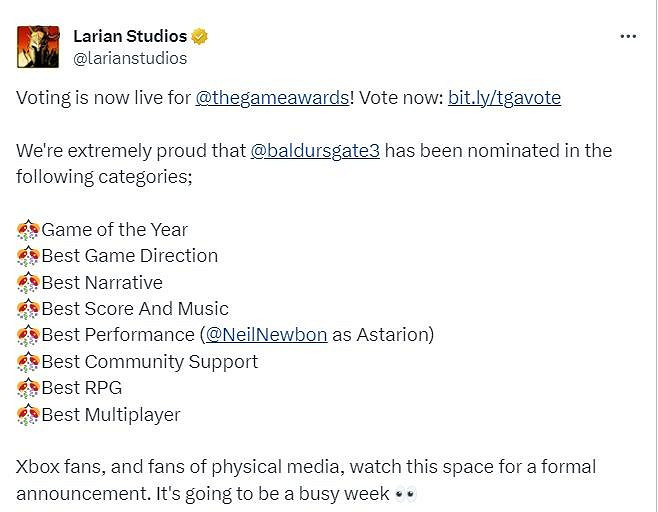 《柏德之門3》慶祝TGA八項提名 Xbox版發售日期即將公布 《柏德之門3》慶祝TGA八項提名 Xbox版發售日期即將公布