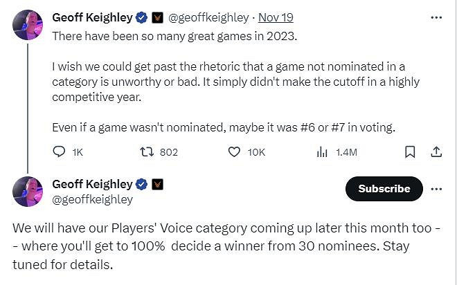 TGA主持人:希望玩家擯棄“沒被提名就不是好遊戲”的思想 TGA主持人:希望玩家擯棄“沒被提名就不是好遊戲”的思想