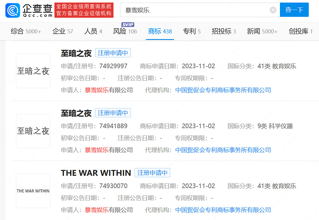 暴雪11月初在中國申請多個《魔獸世界》新版本商標 暴雪11月初在中國申請多個《魔獸世界》新版本商標