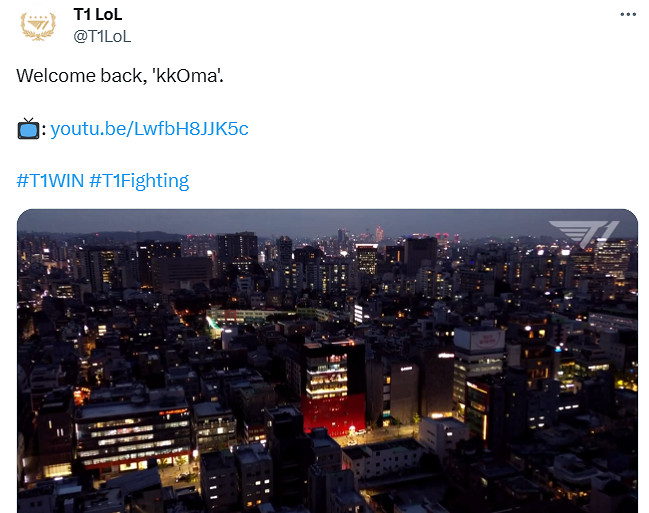 要奪五冠的節奏！《LOL》kkOma教練宣布回歸T1戰隊！