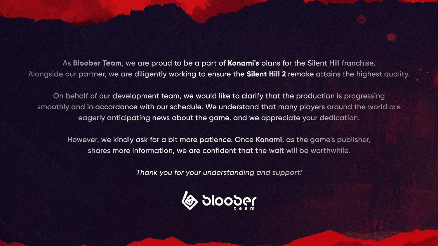 Bloober Team發布公告:《沉默之丘2重製版》順利開發中 Bloober Team發布公告:《沉默之丘2重製版》順利開發中