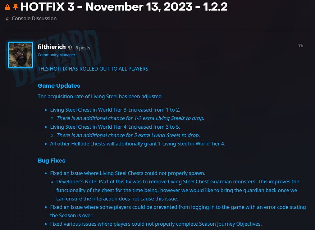 《暗黑破壞神4》新熱修復更新檔上線 改善了遊戲體驗