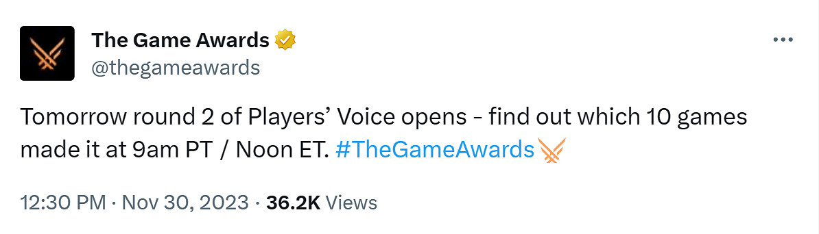 TGA23:玩家之聲第一輪投票結束《柏德之門3》大幅領先 TGA23:玩家之聲第一輪投票結束《柏德之門3》大幅領先