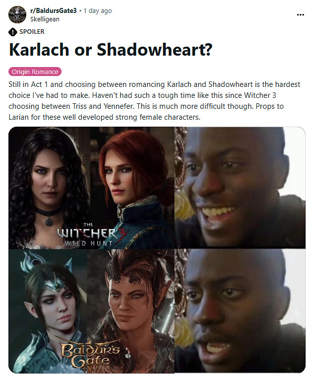 《柏德之門3》卡菈克、影心難以選擇?網友:我全都要! 《柏德之門3》卡菈克、影心難以選擇?網友:我全都要!