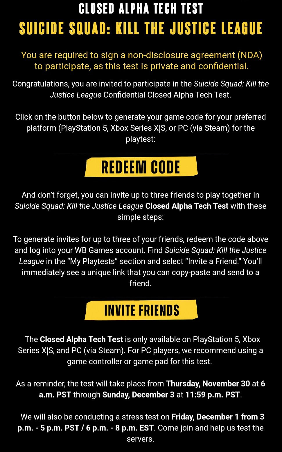 《自殺突擊隊：消滅正義聯盟》開啟封閉測試 12月4日截止