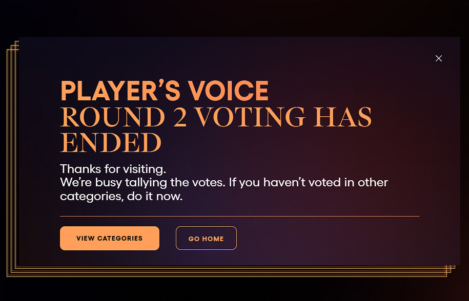 TGA23：玩家之聲第二輪投票已結束 第三輪12月5日開啟