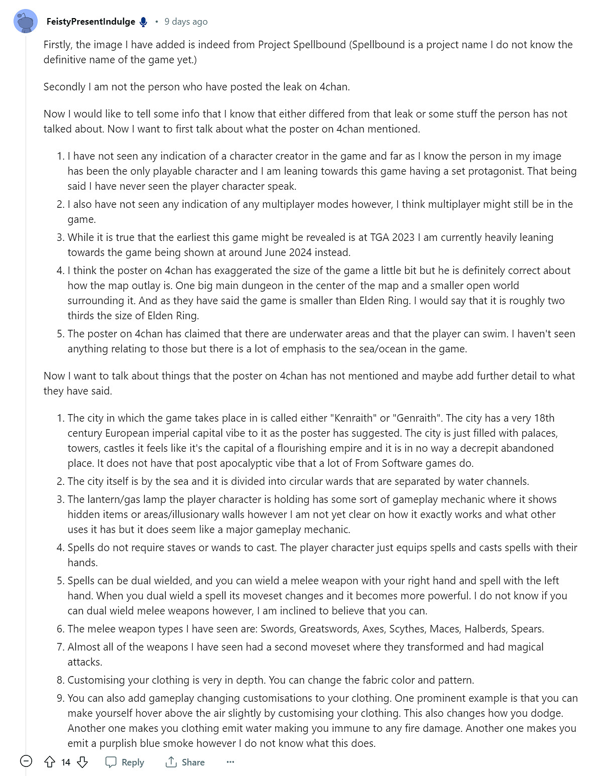 FromSoftware新作《Spellbound》首張圖片洩露 更多細節 FromSoftware新作《Spellbound》首張圖片洩露 更多細節