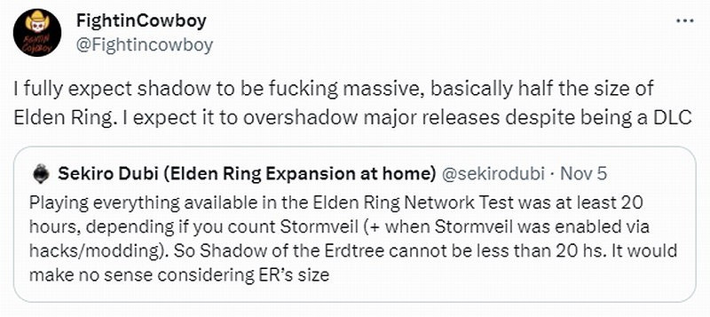 傳《艾爾登法環》DLC有本體一半大小 時長超25小時 傳《艾爾登法環》DLC有本體一半大小 時長超25小時