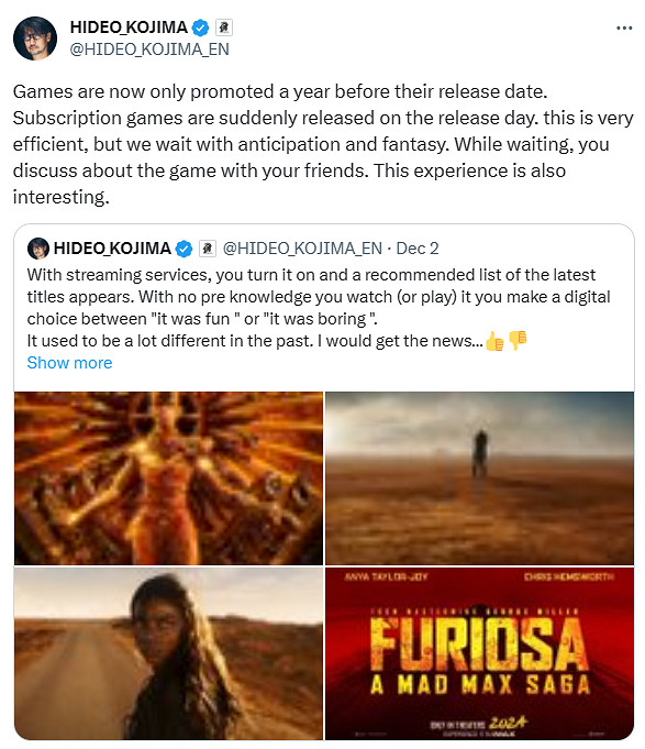 小島秀夫：等待電影和遊戲過程給粉絲帶來真正的快樂!