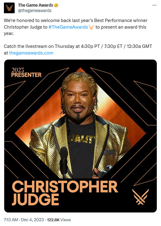 TGA23：《戰神 諸神黃昏》奎爺演員將為今年TGA頒獎！