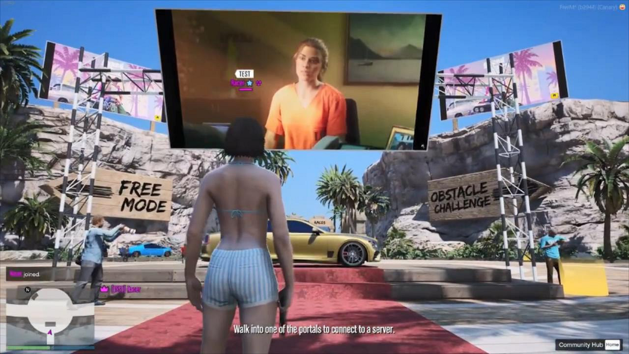 氛圍拉滿！玩家在《G丁A5》中看《GTA6》預告片