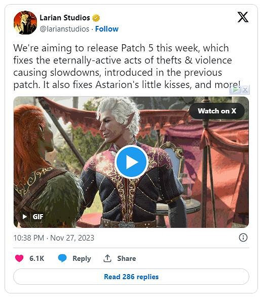 《柏德之門3》更新檔#5本周推出 修復持續啟動盜竊Bug 《柏德之門3》更新檔#5本周推出 修復持續啟動盜竊Bug