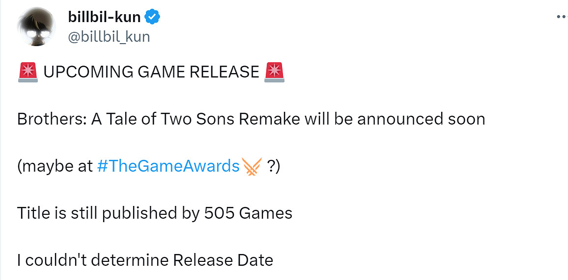 業界大佬透露:《兄弟:雙子傳說》 重製版將來有可能公布 業界大佬透露:《兄弟:雙子傳說》 重製版將來有可能公布