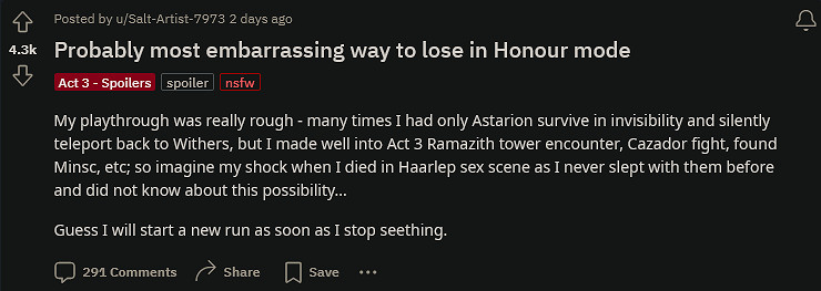 《柏德之門3》新榮譽模式太難!玩家紛紛訴苦 《柏德之門3》新榮譽模式太難!玩家紛紛訴苦