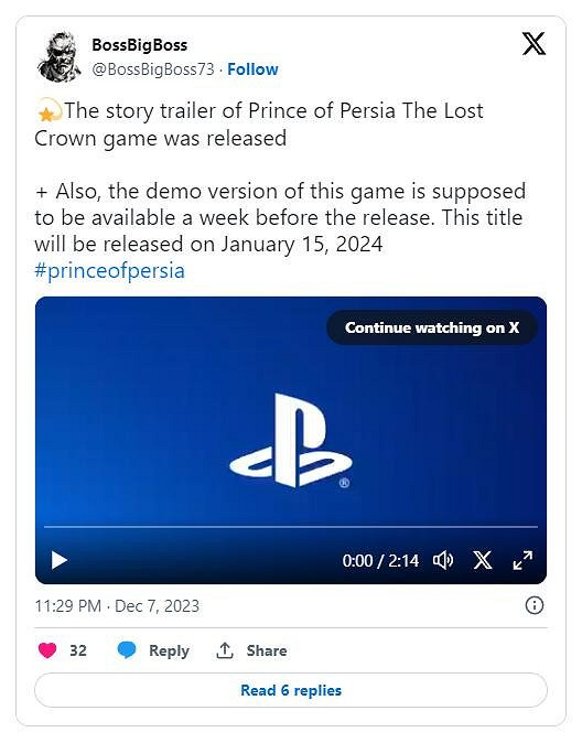《波斯王子:失落王冠》預告片洩露 Demo1/11推出 《波斯王子:失落王冠》預告片洩露 Demo1/11推出