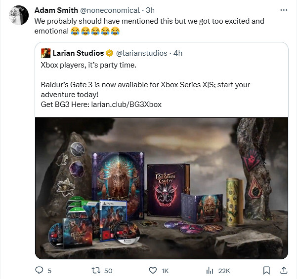 TGA23：得年度太激動 拉瑞安忘提《柏德之門3》Xbox版