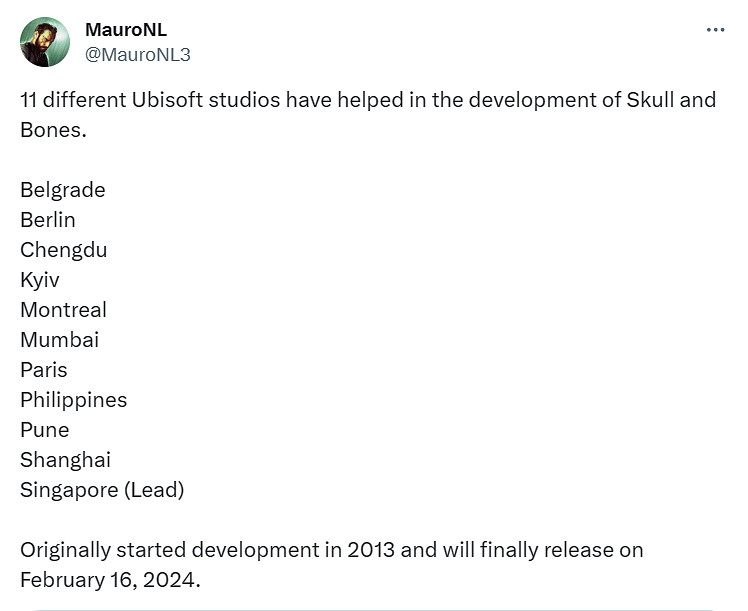 育碧11家工作室參與《碧海黑帆》開發！有上海和成都