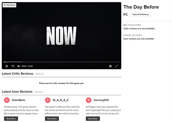 《浩劫前夕》M站玩家評分0.4分:徹頭徹尾的騙局! 《浩劫前夕》M站玩家評分0.4分:徹頭徹尾的騙局!