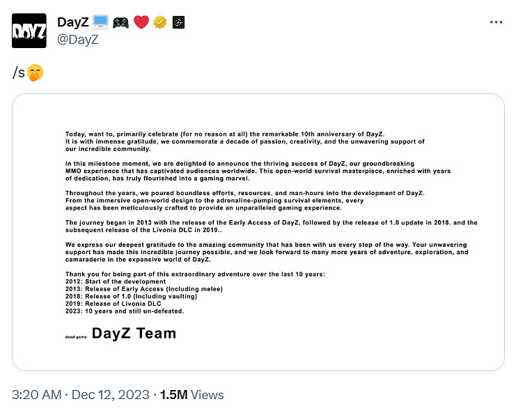 《浩劫前夕》開服4天開發商倒閉被同行《DayZ》嘲諷！