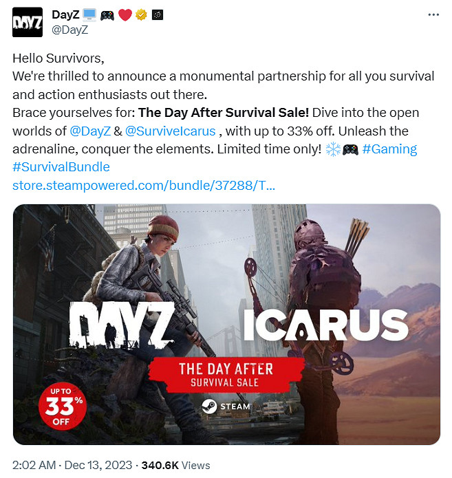 《DayZ》聯合《翼星求生》出捆綁包嘲諷《浩劫前夕》！