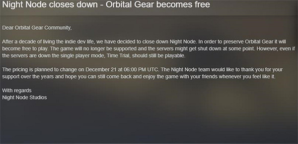 Night Node工作室今日官宣關閉 旗下遊戲12.21轉免費 Night Node工作室今日官宣關閉 旗下遊戲12.21轉免費