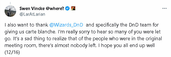 拉瑞安總裁感慨：《博德3》的開發人員也難逃裁員命運