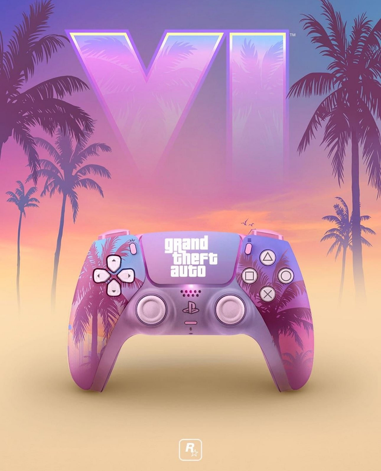 一見傾心的猛男配色！粉絲設計《GTA6》主題PS5手把