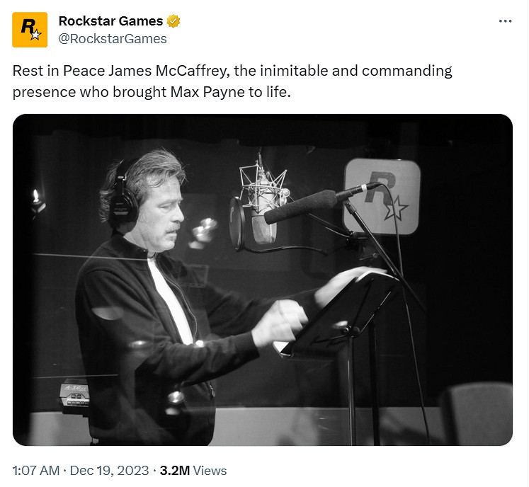 《馬克思佩恩》男主配音演員因癌症離世 終年65歲 《馬克思佩恩》男主配音演員因癌症離世 終年65歲