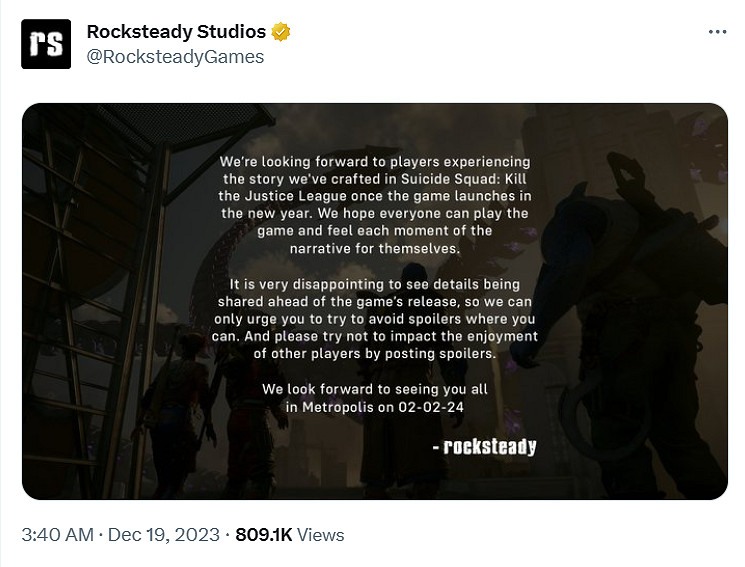 《自殺突擊隊》泄露內容太多!開發商呼籲玩家不要劇透 《自殺突擊隊》泄露內容太多!開發商呼籲玩家不要劇透