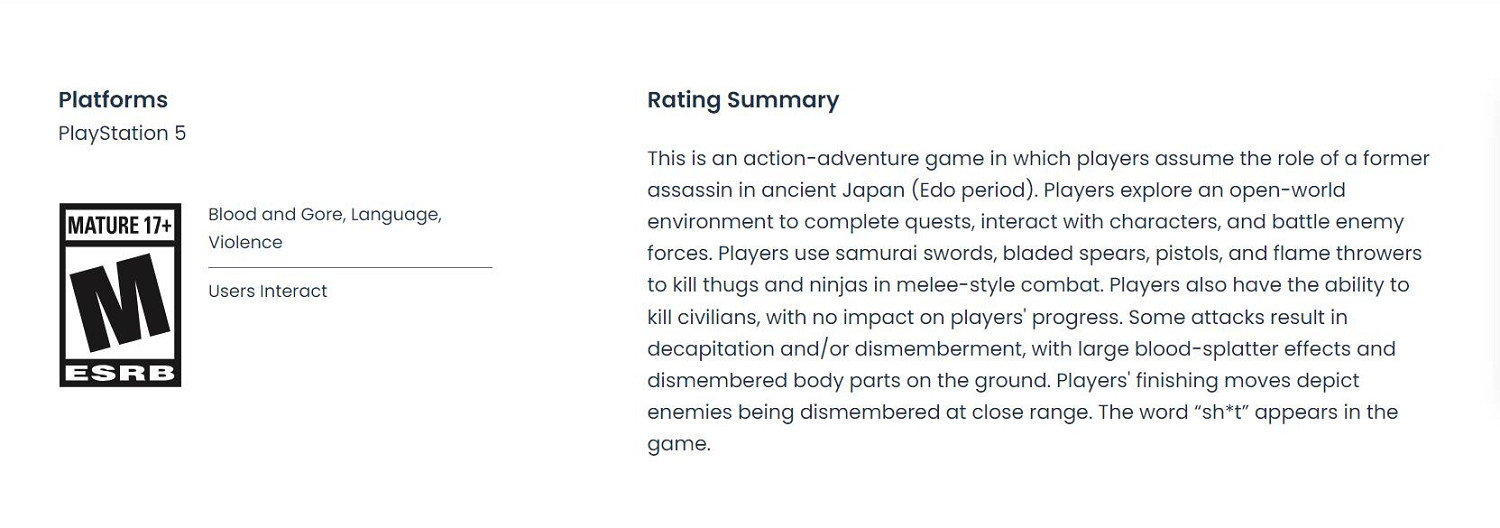 《浪人崛起》ESRB評級訊息公開 平民NPC可隨便殺！