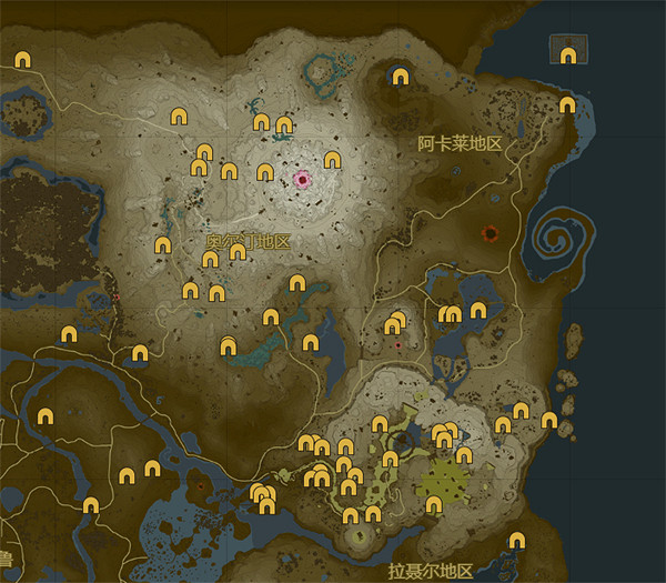 《塞爾達傳說：王國之淚》洞窟位置高清圖