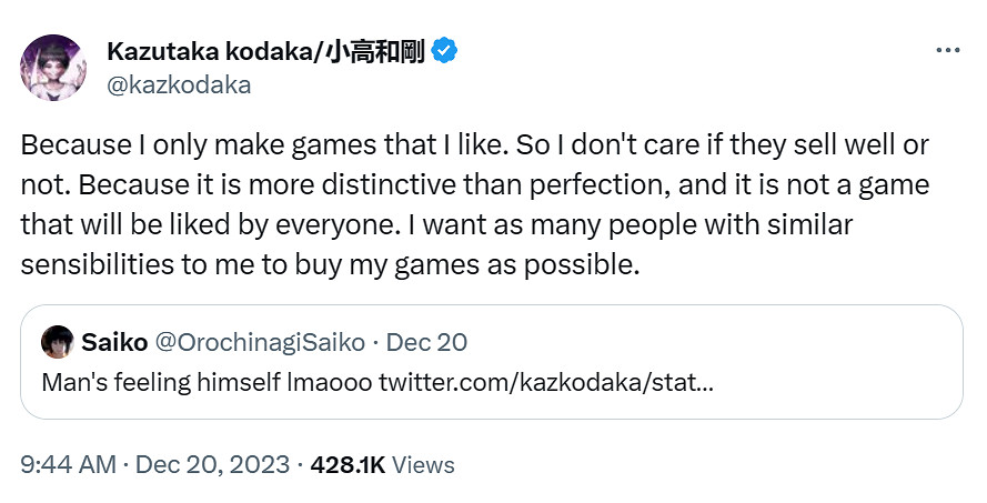 《彈丸論破》系列製作人表示“不在乎遊戲賣的好不好”