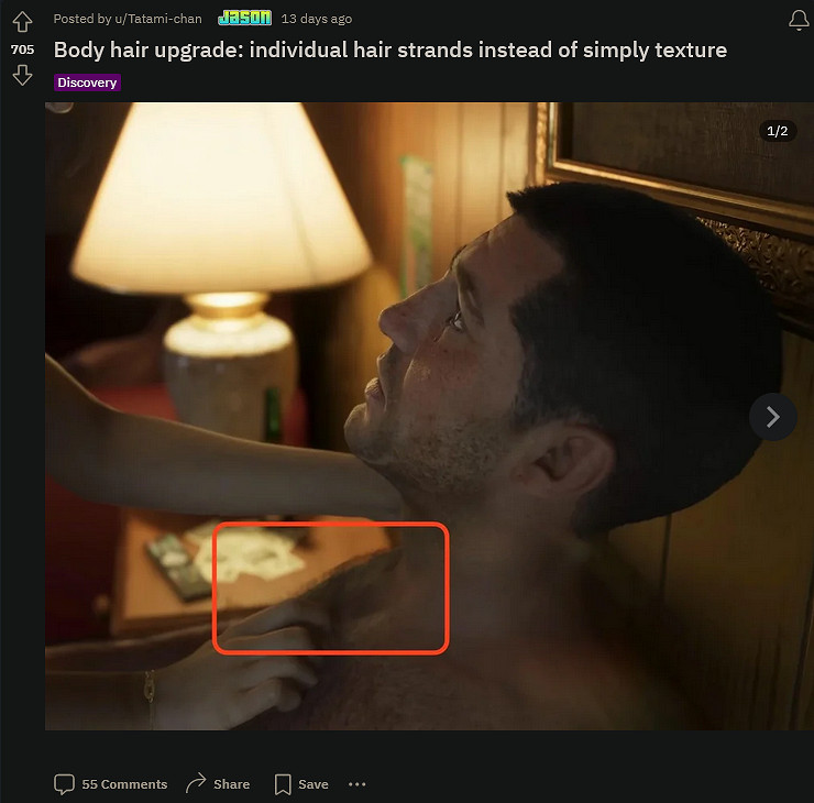 男人怎能沒有胸毛?粉絲開始研究GTA6男主細緻的胸毛 男人怎能沒有胸毛?粉絲開始研究GTA6男主細緻的胸毛