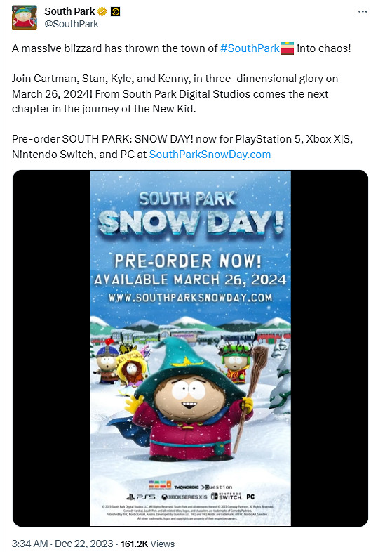 《南方公園:雪假》確認2024年3月26日發售!但鎖中國 《南方公園:雪假》確認2024年3月26日發售!但鎖中國