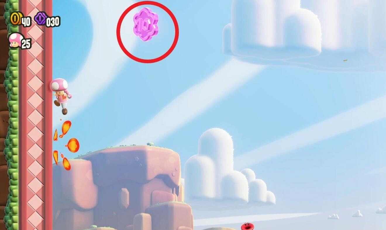 《超級瑪利歐驚奇》攀牆跳躍Lv.1全紫幣收集 《超級瑪利歐驚奇》攀牆跳躍Lv.1全紫幣收集