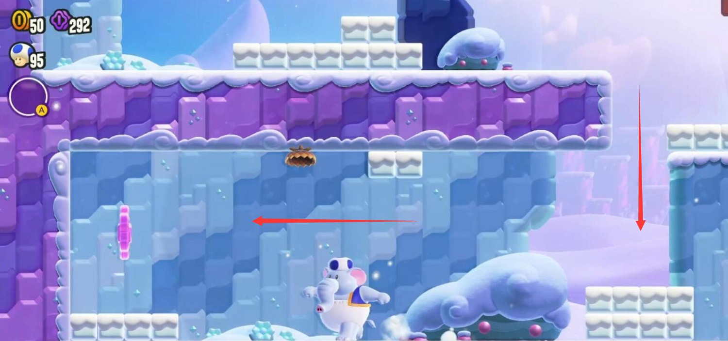 《超級瑪利歐驚奇》雪山登山步道全紫幣收集