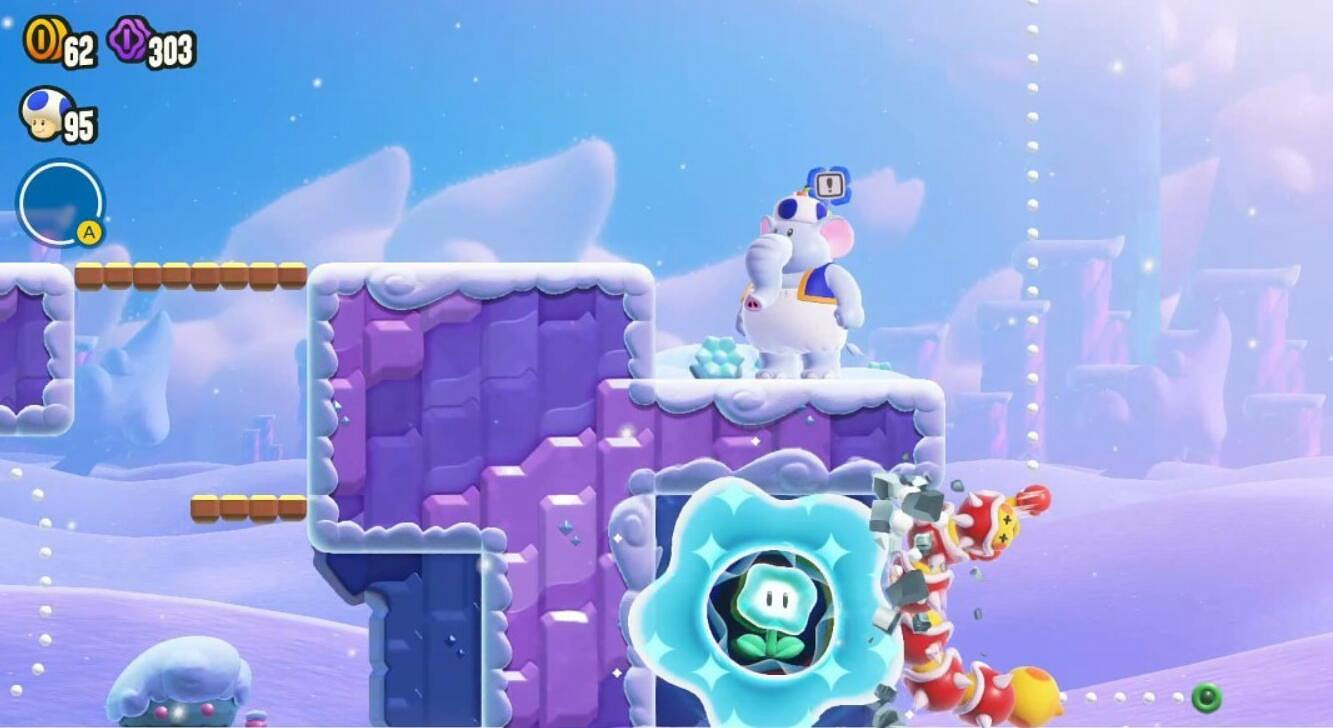 《超級瑪利歐驚奇》雪山登山步道全紫幣收集