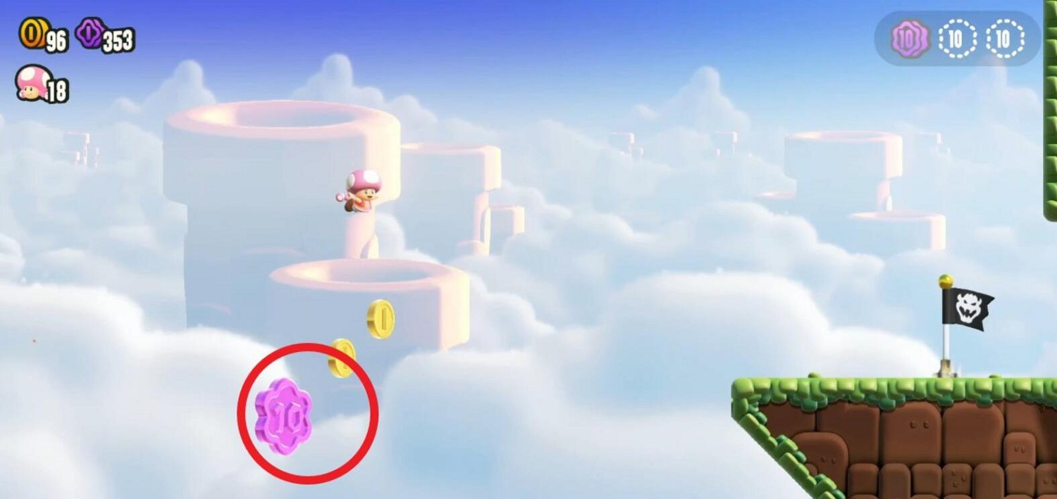 《超級瑪利歐驚奇》噴射跑Lv.1全紫幣收集 《超級瑪利歐驚奇》噴射跑Lv.1全紫幣收集