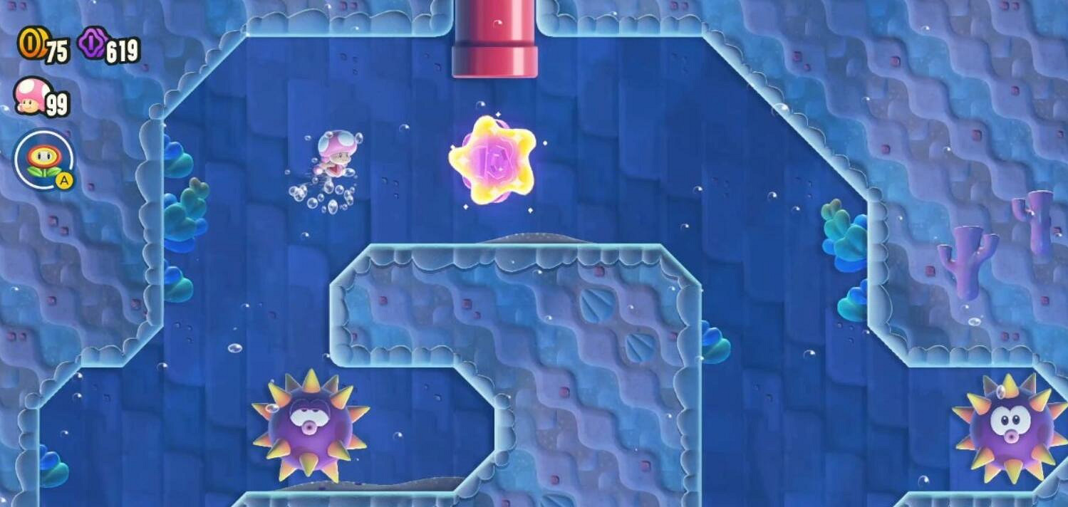 《超級瑪利歐驚奇》海岸洞窟全紫幣收集 《超級瑪利歐驚奇》海岸洞窟全紫幣收集