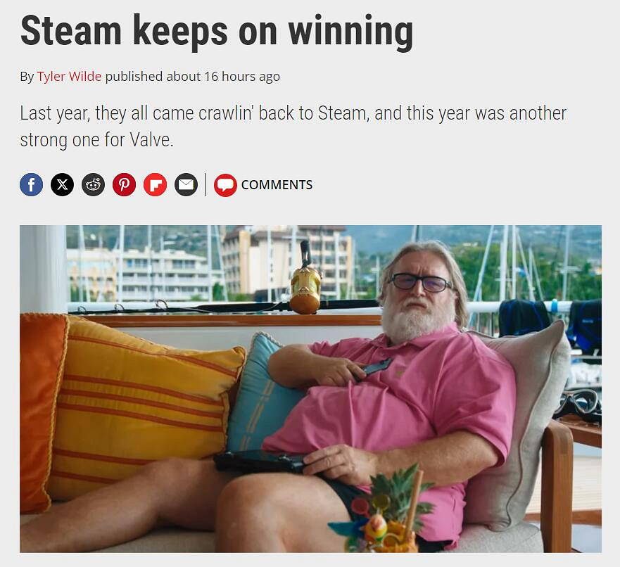 外媒總結2023年PC遊戲行業：Steam平台又贏麻了！