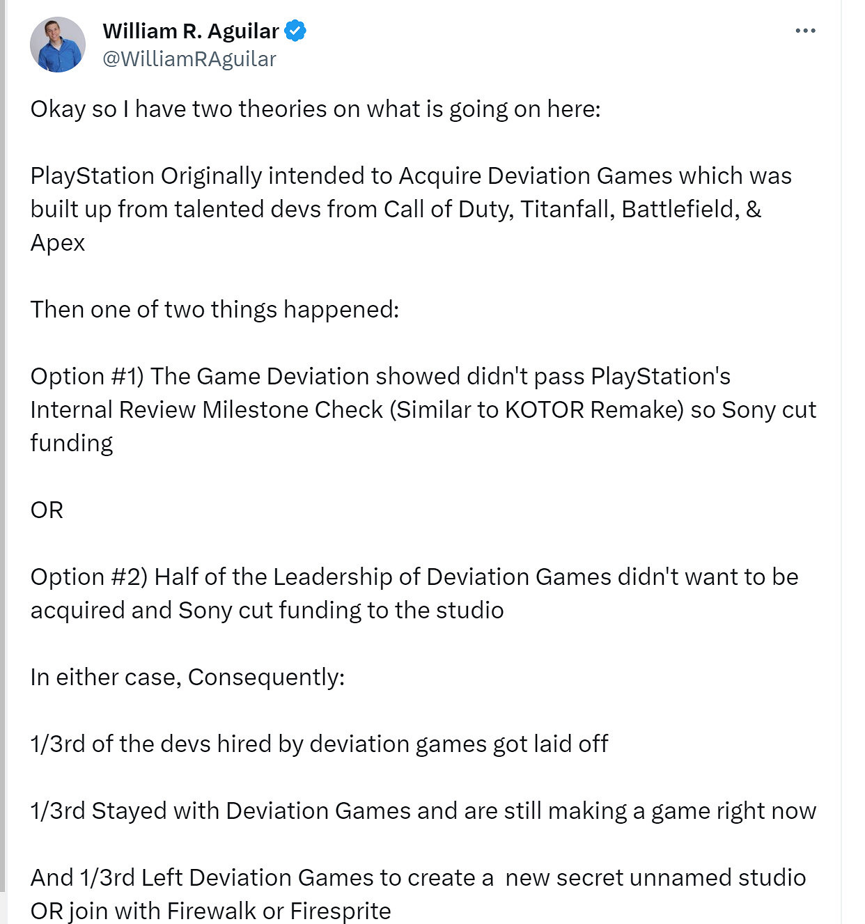 索尼可能在組建新的工作室 吸納前Deviation Games主創