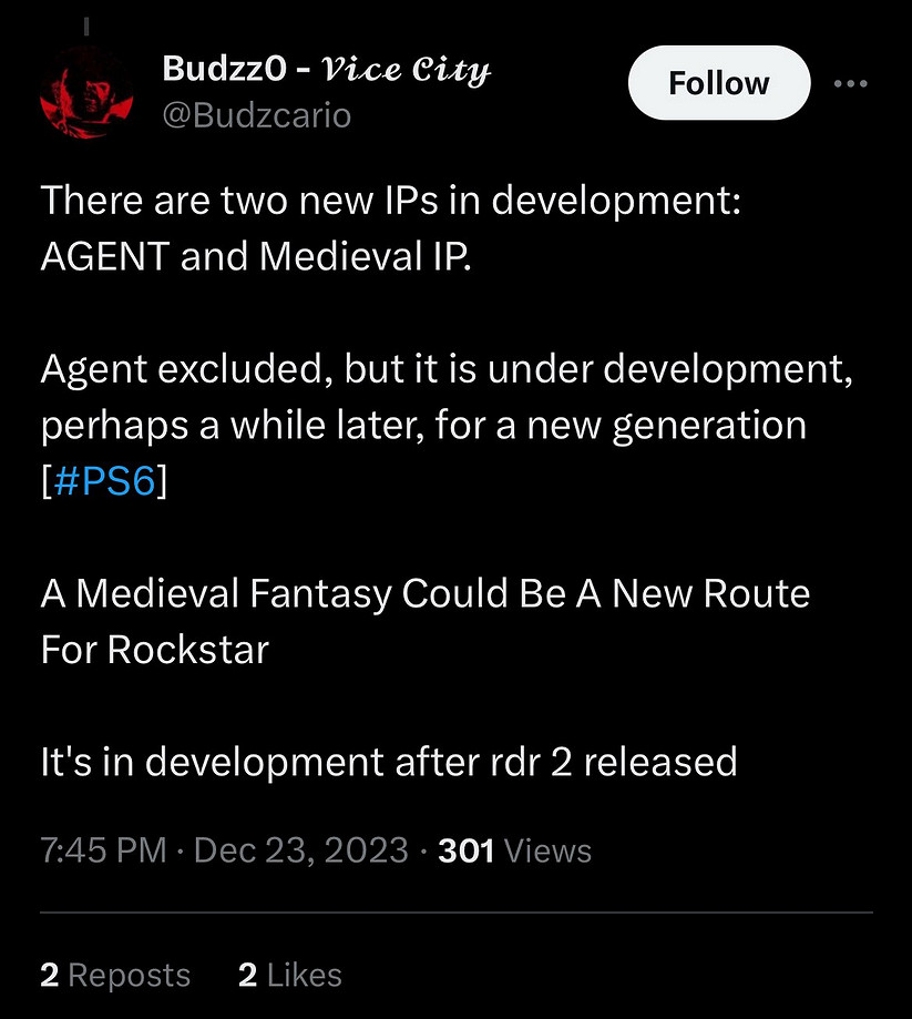 《GTA6》發售之後 R星或發布中世紀主題新IP 《GTA6》發售之後 R星或發布中世紀主題新IP