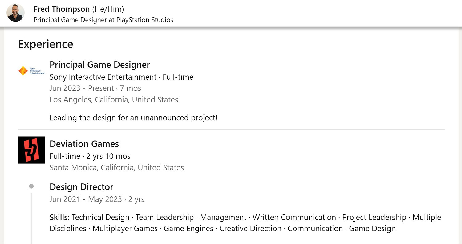 索尼可能在組建新的工作室 吸納前Deviation Games主創