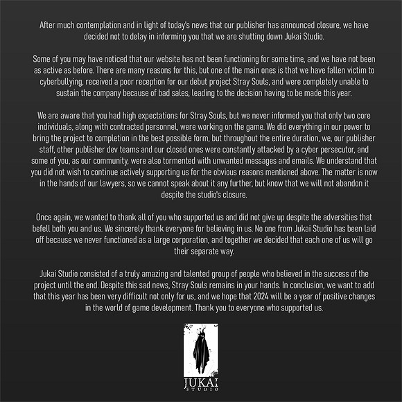 是“甩鍋”還是“無奈”?又一爛作開發商宣布倒閉! 是“甩鍋”還是“無奈”?又一爛作開發商宣布倒閉!