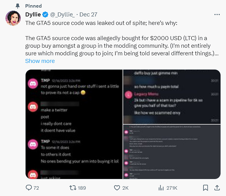 曝R星《給他愛5》程式原始碼被駭客僅以2000美元售出！