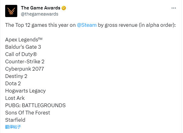 V社發布本年高營收的12款遊戲,《星空》入圍