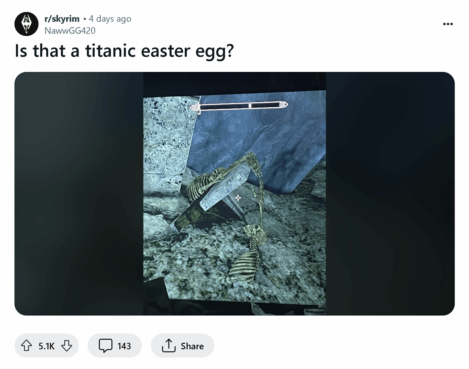 《上古卷軸5》爆泰坦尼克號彩蛋,傑克蘿絲長眠海底 《上古卷軸5》爆泰坦尼克號彩蛋,傑克蘿絲長眠海底