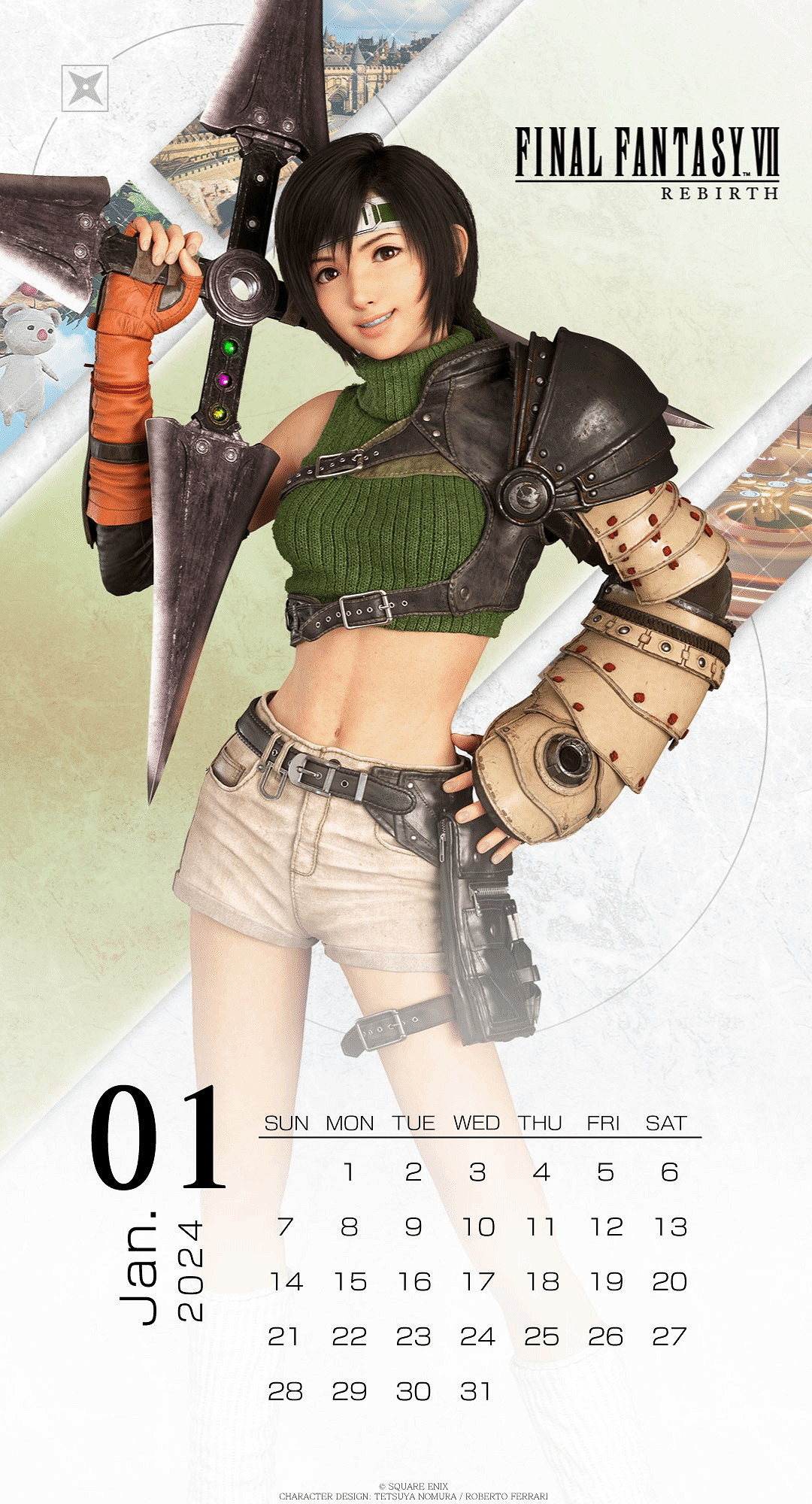 《FF7重生》1月日曆壁紙公布：尤菲顯露完美好身材！