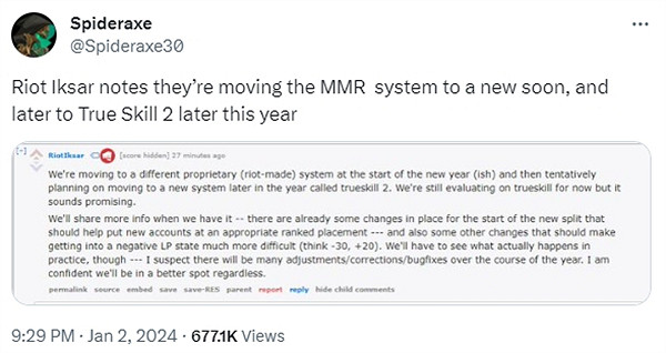 《英雄聯盟》前總監:2024年將引入新的排位匹配機制 《英雄聯盟》前總監:2024年將引入新的排位匹配機制