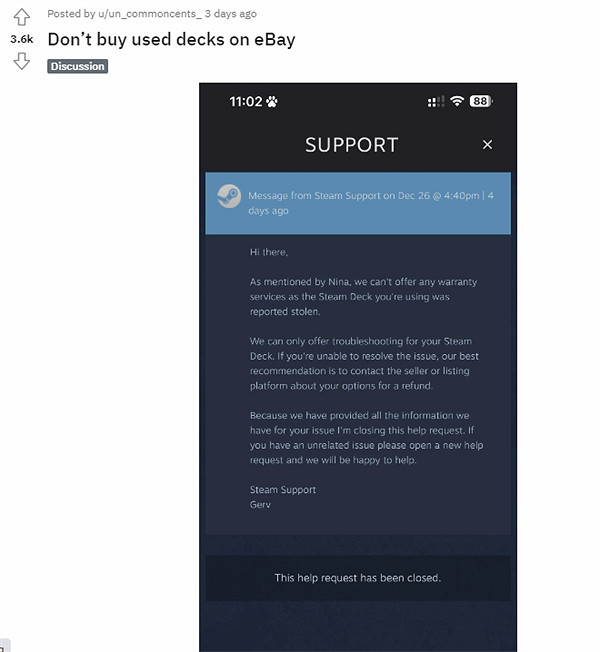 Steam Deck使用者向官方尋求保固 卻被提醒設備是偷來的 Steam Deck使用者向官方尋求保固 卻被提醒設備是偷來的